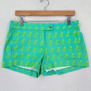 J Crew Shorts Womens 4 Green Pineapple Chino Flat Front Preppy Cotton Summer